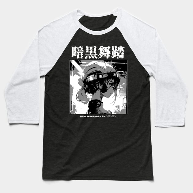 Cyberpunk Anime Girl Japanese Streetwear Baseball T-Shirt by Neon Bang Bang